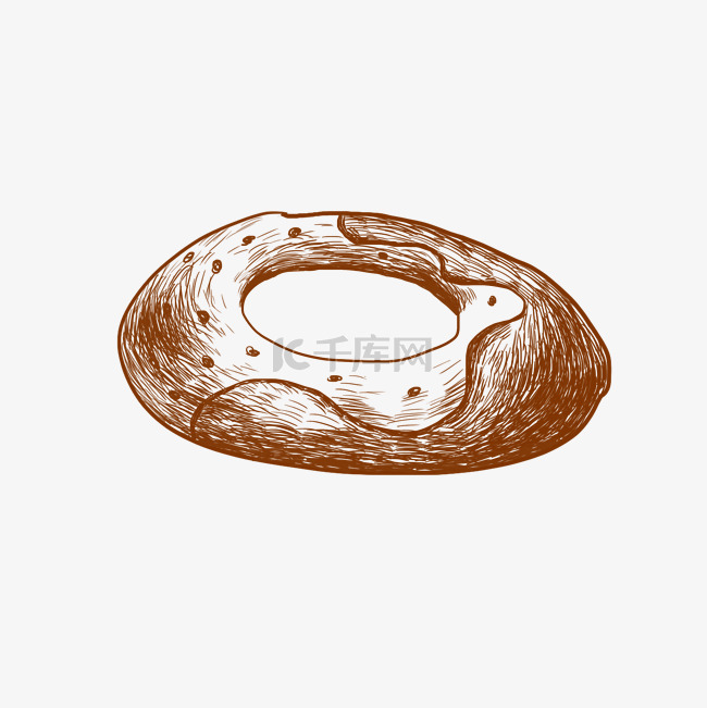 黑色线描甜甜圈