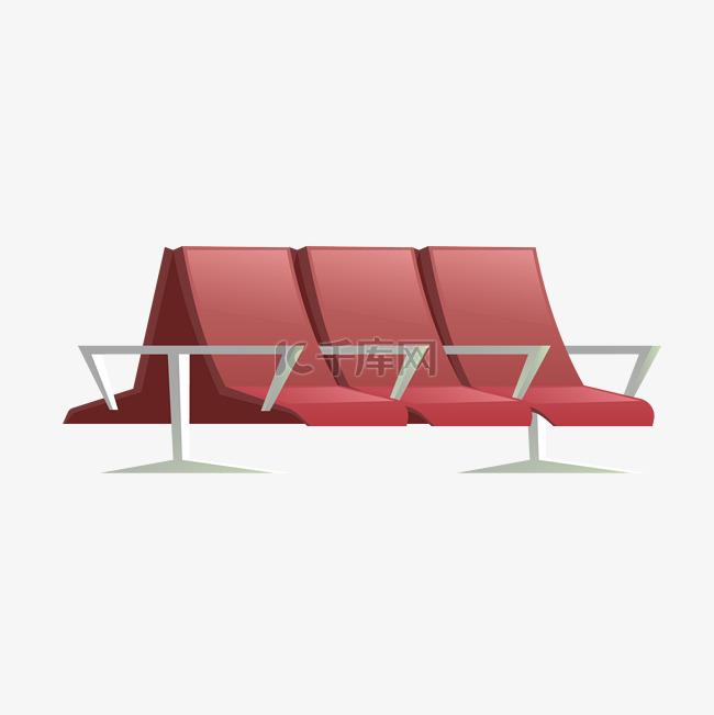 红色机场座椅卡通png素材