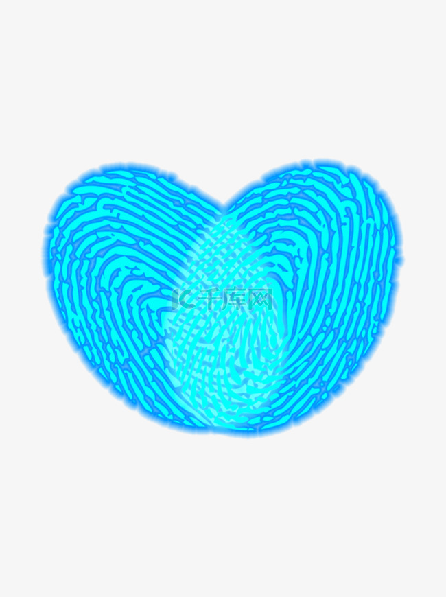 科技指纹装饰蓝色发光炫酷元素设