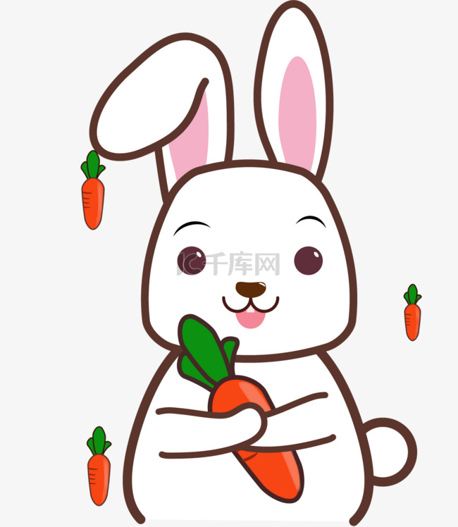 矢量抱萝卜可爱的兔子