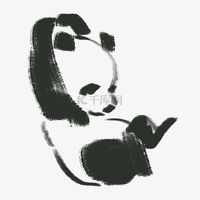 保护动物熊猫水墨插画
