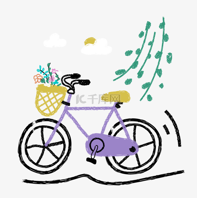 卡通插画风可爱自行车