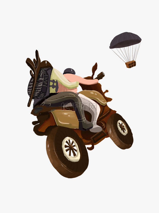骑摩托车的人物手绘插画元素设计