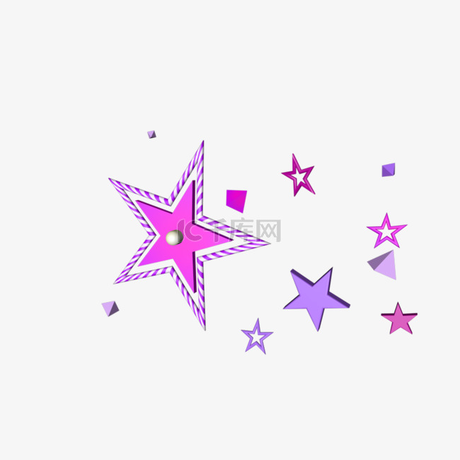 C4D紫色五角星图形插画