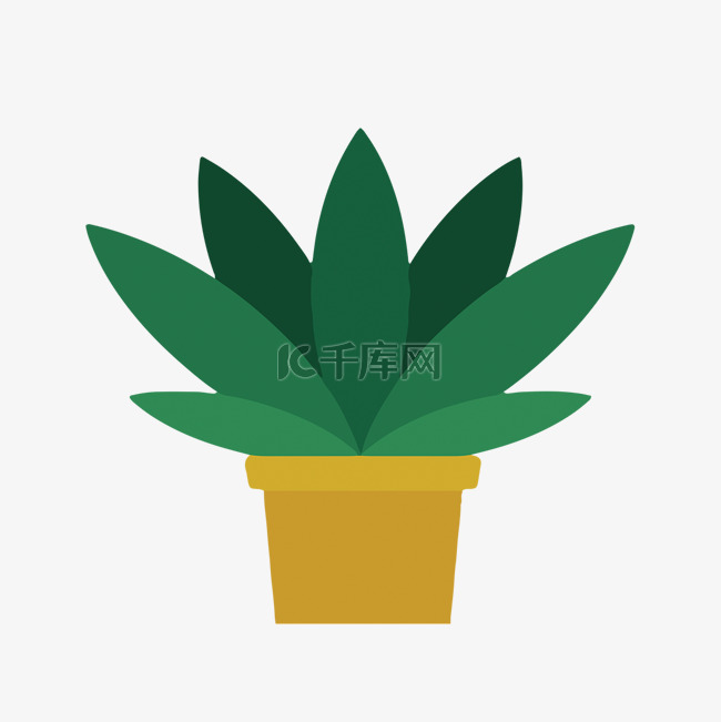 绿色植物的盆栽手绘设计