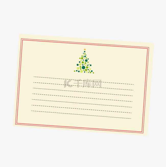 圣诞节卡通扁平明信片圣诞树边框