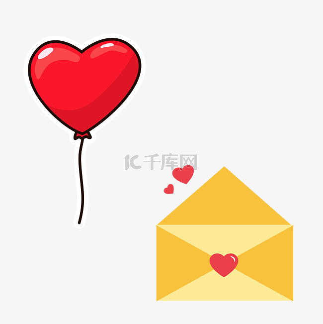 红色爱心气球爱情装饰图案