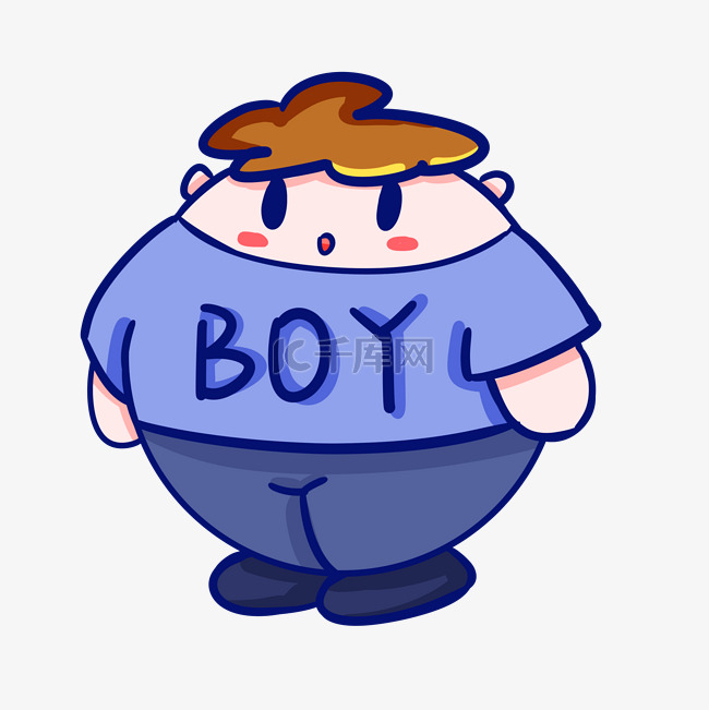 球胖子男孩肥胖手绘卡通