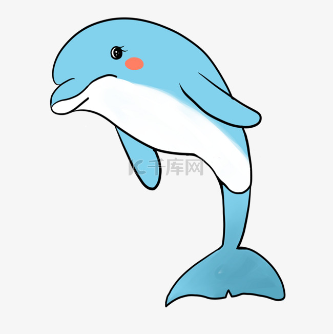 卡通蓝色海豚插画