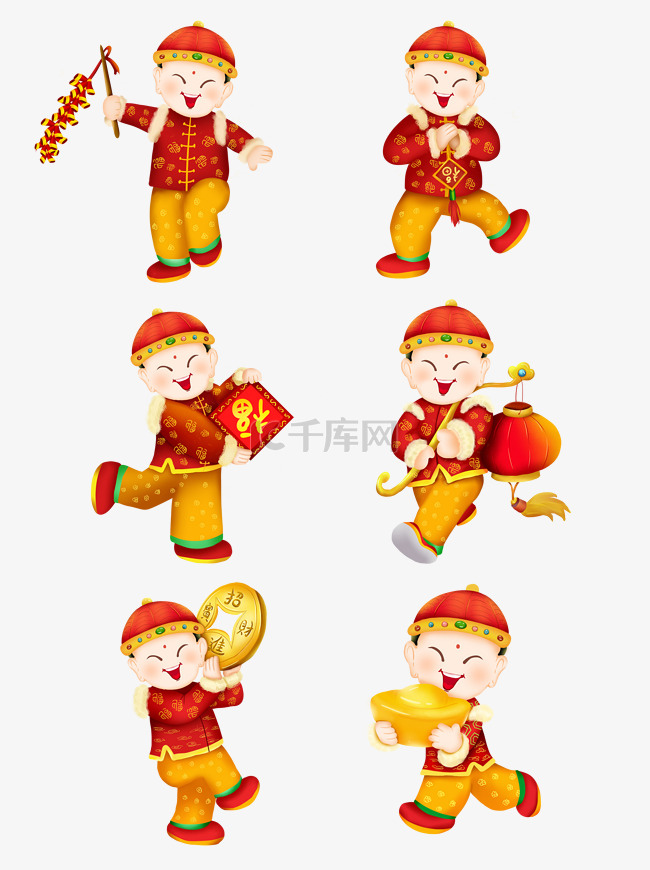 卡通可爱元旦春节新年福气福娃装