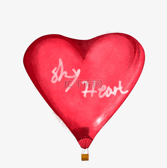 红色爱心唯美可爱热气球写实插画