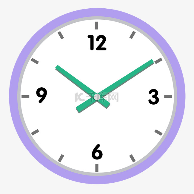 紫色钟表装饰素材免费下载