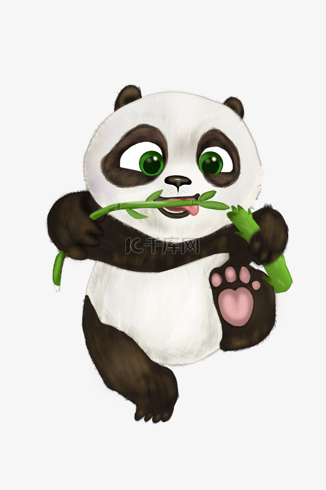 手绘吃竹子的熊猫宝宝