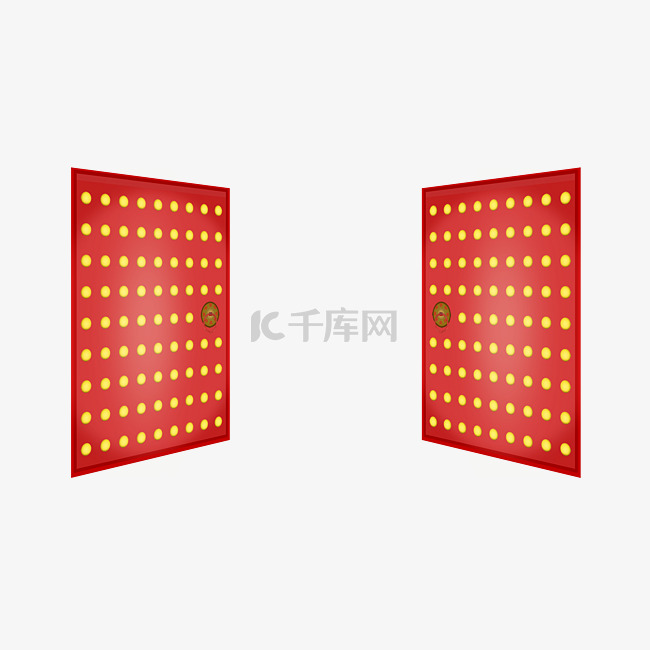 开着的大红门插画