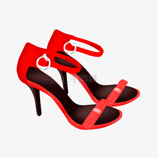 红色的女士凉鞋插画