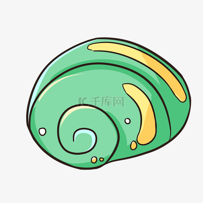 手绘绿色海螺插画