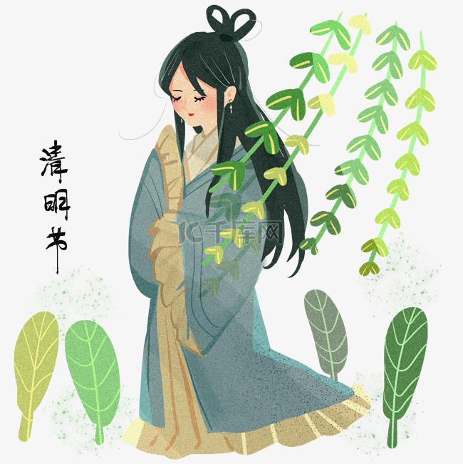 清明节祈祷的插画