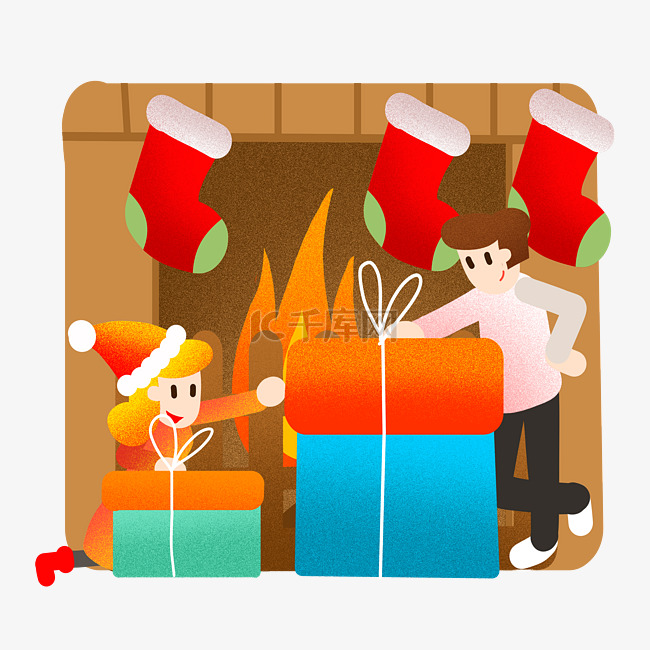 圣诞节温暖壁橱插画