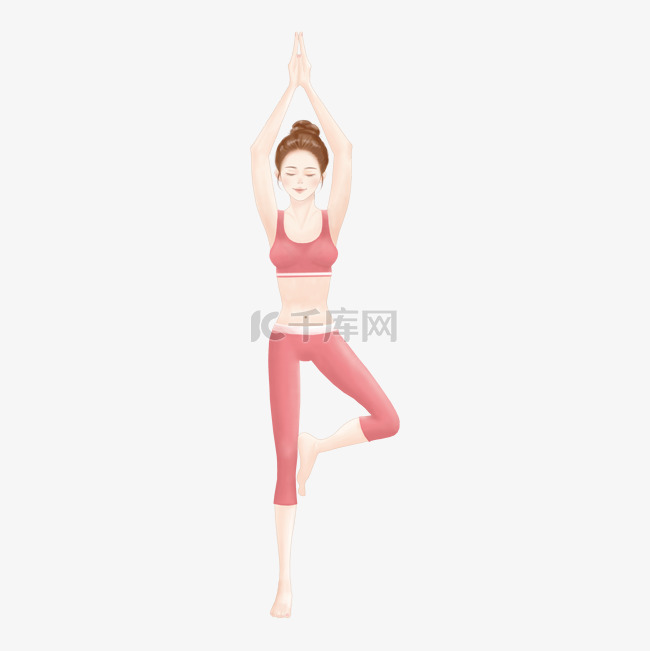 健身运动女性瑜伽训练插画