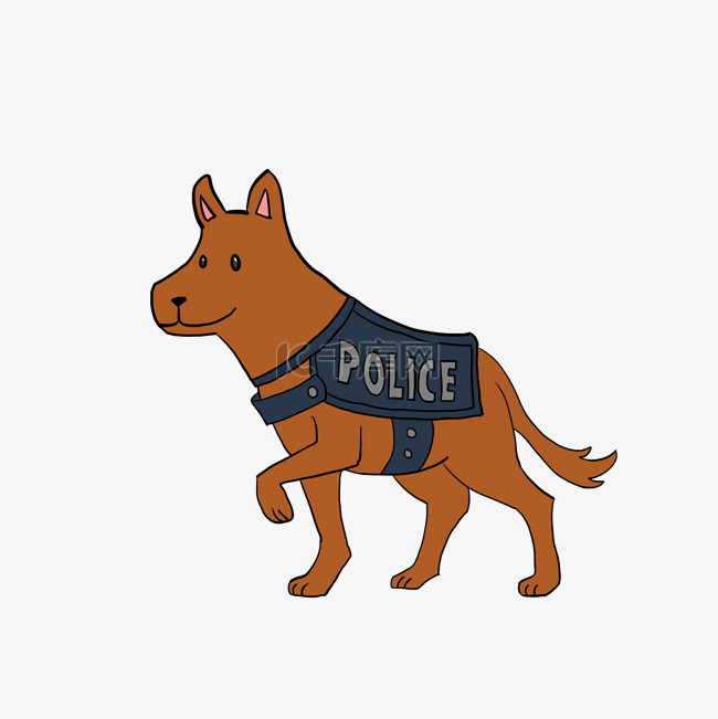 手绘搜救犬警犬插画