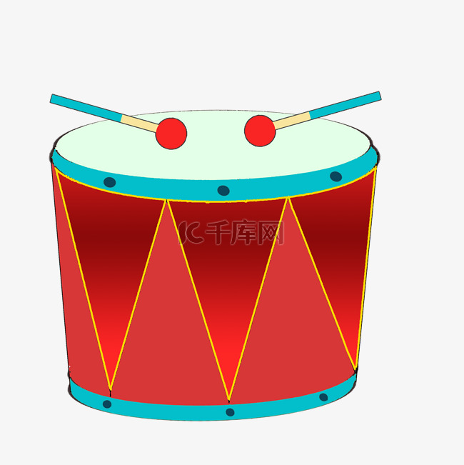 红色的乐器鼓插画