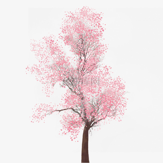 粉红色水彩树免费下载
