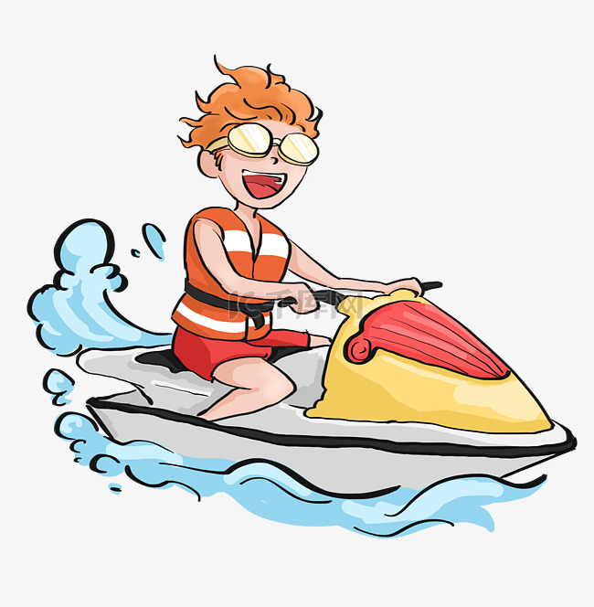夏天水上运动摩托艇插画
