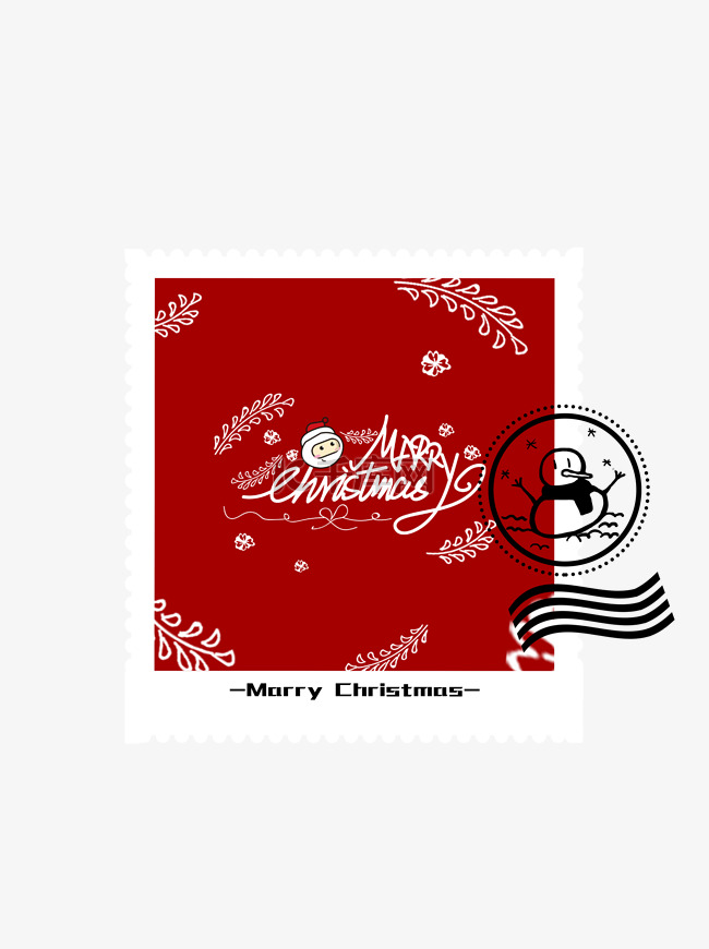 圣诞节圣诞老人红色邮票小贴纸