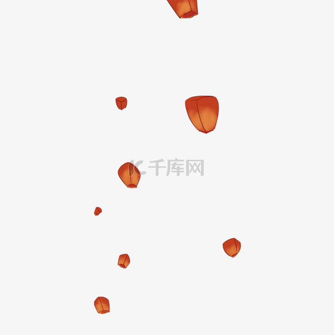 2019中国风新年手绘孔明灯免抠