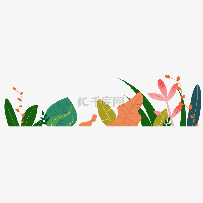 花草手绘卡通装饰五彩夏天春天植