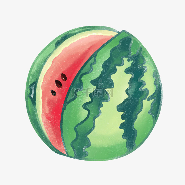 手绘水果绿色西瓜