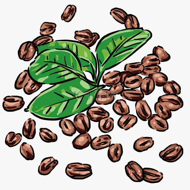 一堆美味咖啡豆插画