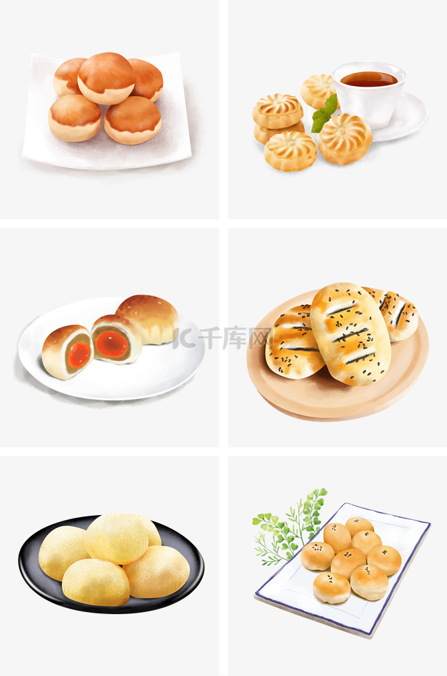 中秋节手绘中式糕点