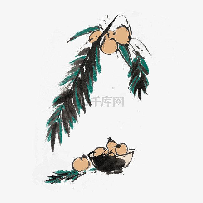 夏季椰子树新鲜椰子手绘插画