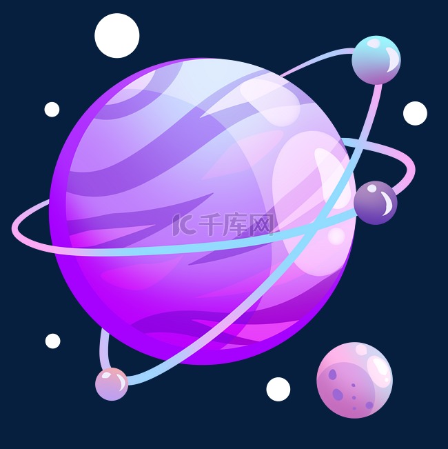 卡通紫色星球插画