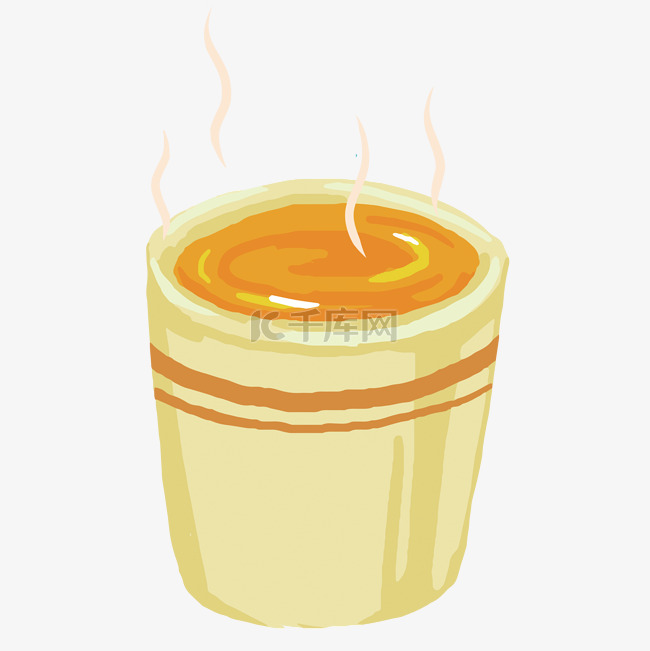 黄色的热橙汁手绘插画