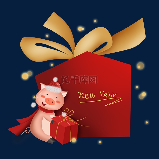 2019新年猪年红色礼物文字框
