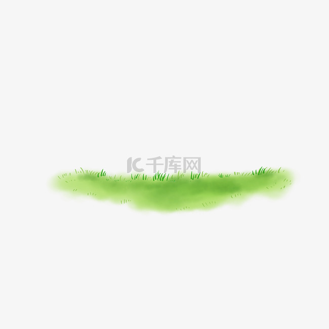 绿色手绘春日草地美景png图
