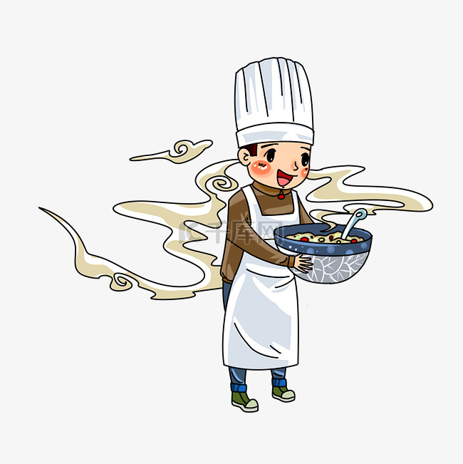 传统节日腊八节厨师手绘插画