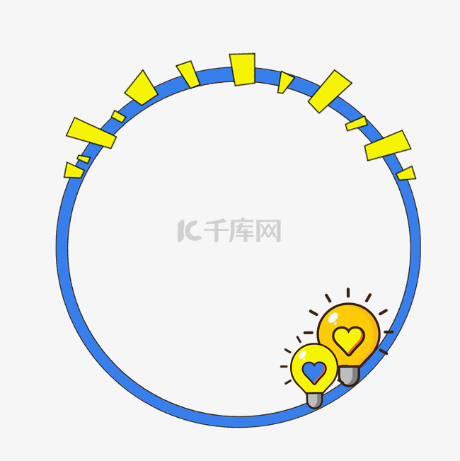 蓝黄色卡通手绘圆框