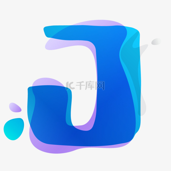 矢量蓝色渐变叠印英文字母J