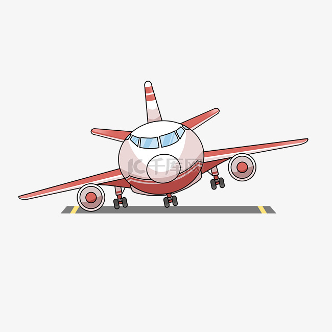 交通红色的大飞机插画