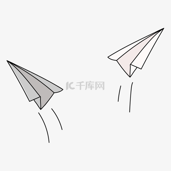 纸飞机青春飞翔简约手绘双色AI