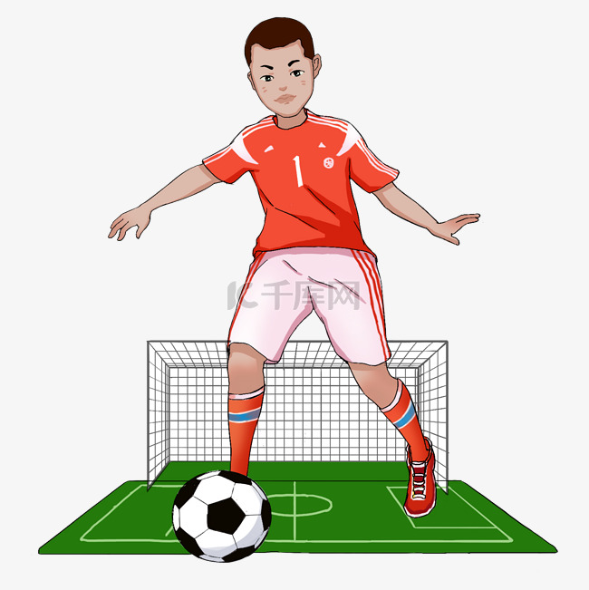 世界杯踢足球插画