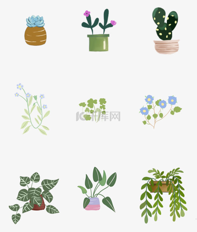 小清新版本的绿色植物装饰画