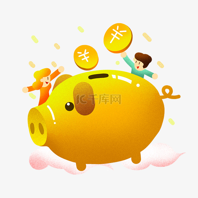 猪年2019金猪存钱罐插画
