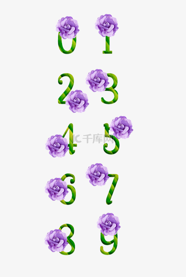 紫色花朵阿拉伯字