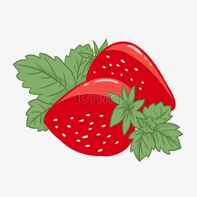 手绘水果草莓系列两只