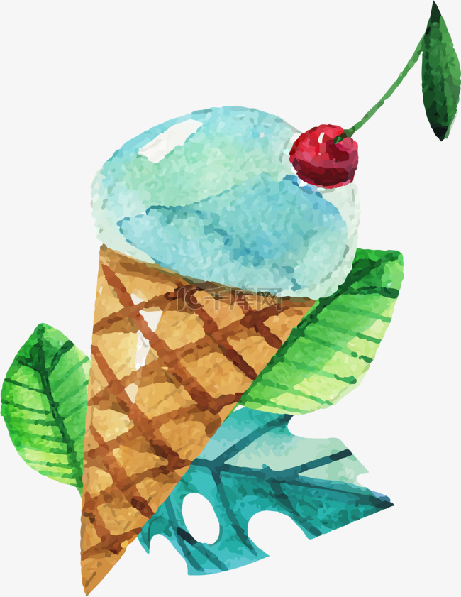彩绘夏季雪糕冰淇淋矢量素材