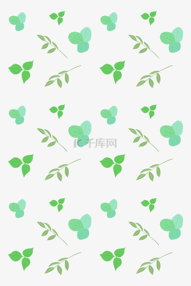 手绘绿叶植物底纹